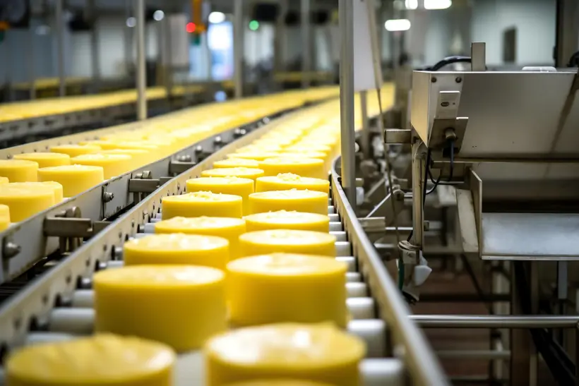 Industrial Cheese Production Cheese Conveyor Industrial Workshop Dairy Dairy Industry